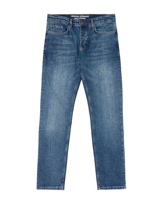 TAPERED WASHED VINTAGE DENIM JEANS