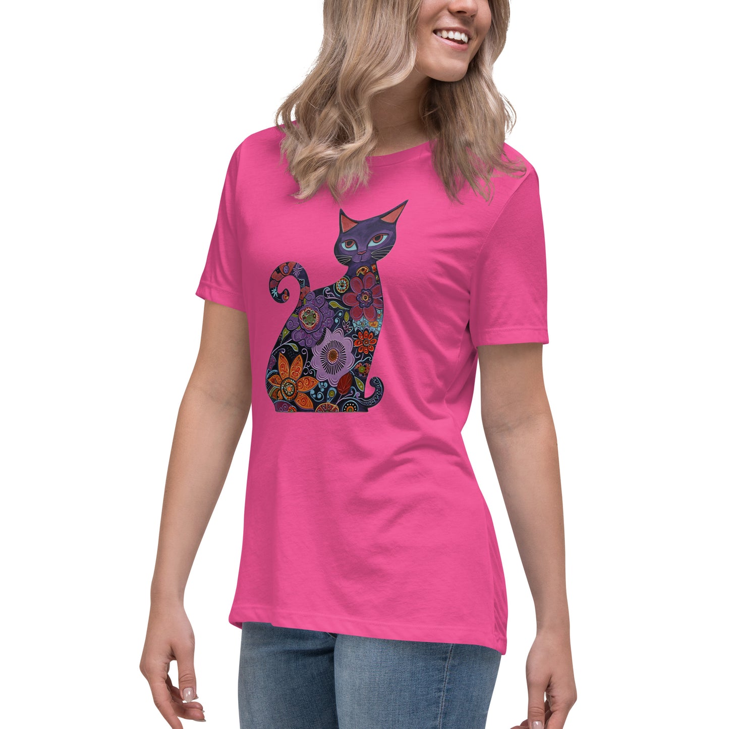 Women's Relaxed T-Shirt - With a cool a Cat,  #02