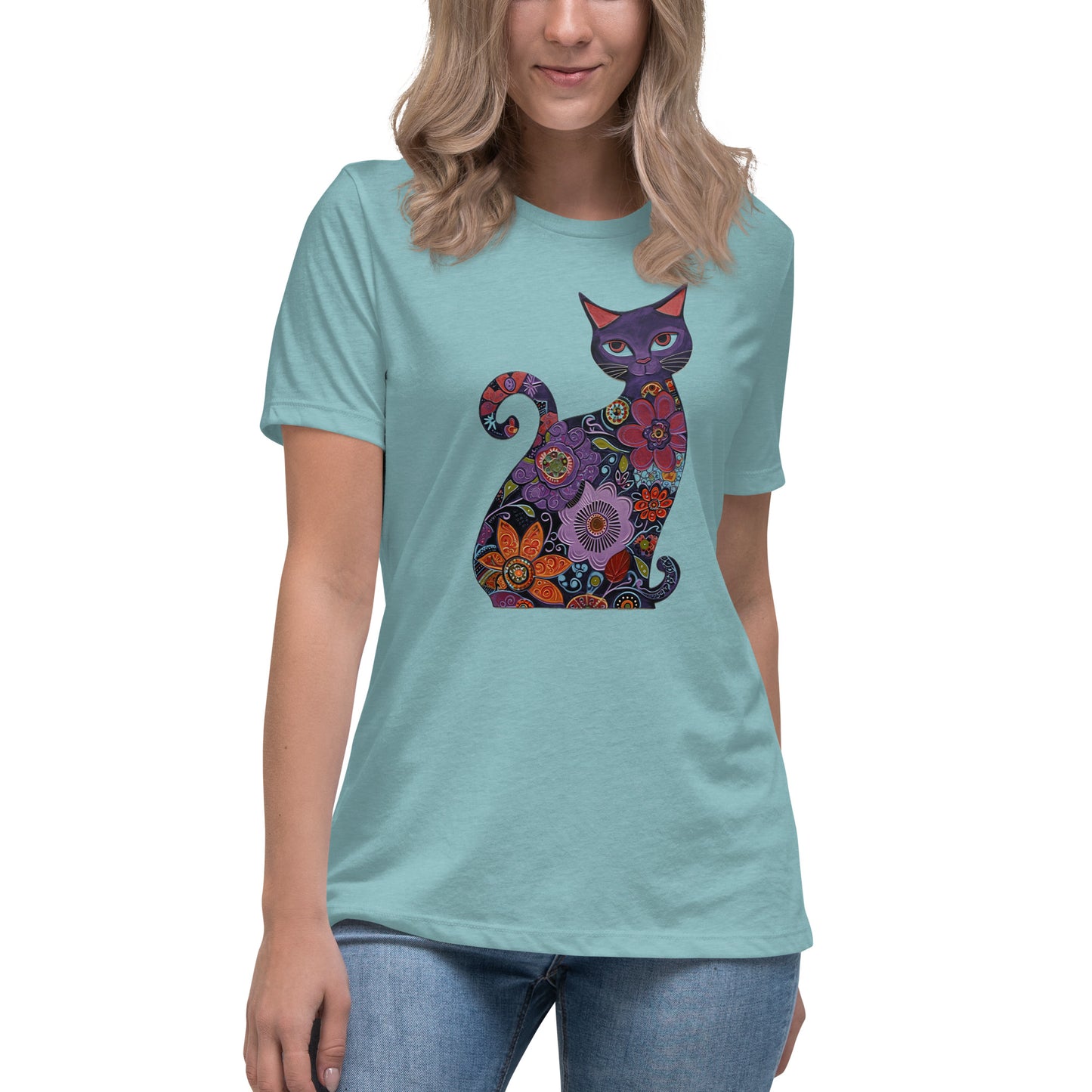 Women's Relaxed T-Shirt - With a cool a Cat,  #02