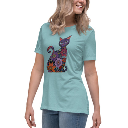 Women's Relaxed T-Shirt - With a cool a Cat,  #02