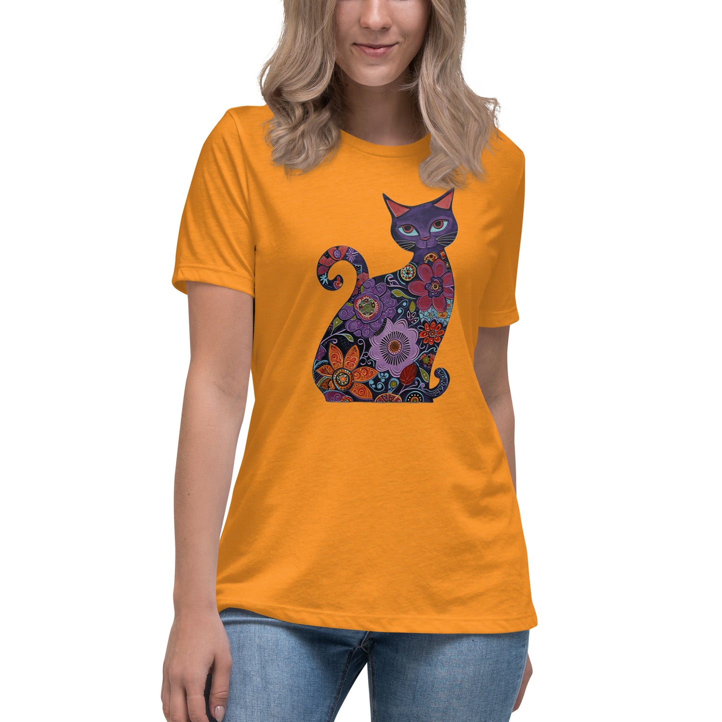 Women's Relaxed T-Shirt - With a cool a Cat,  #02