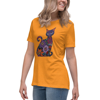 Women's Relaxed T-Shirt - With a cool a Cat,  #02