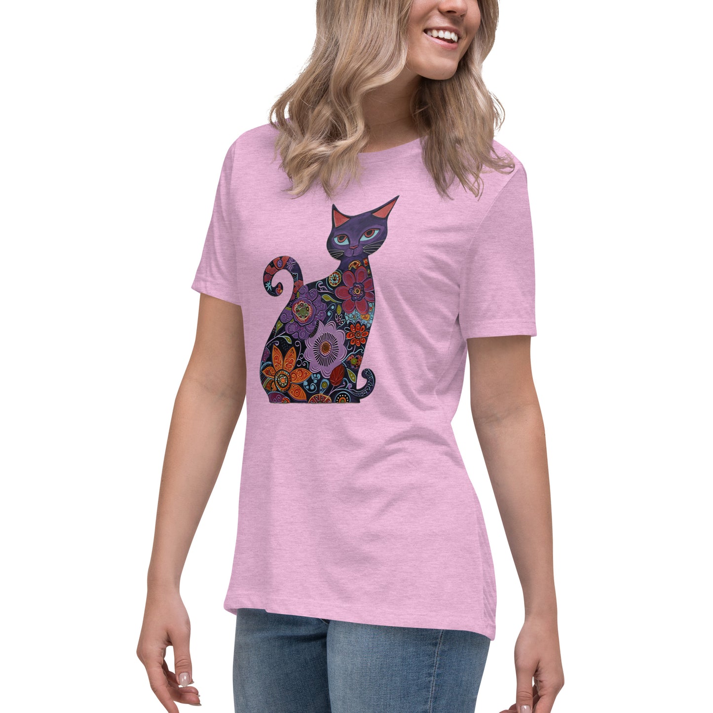 Women's Relaxed T-Shirt - With a cool a Cat,  #02