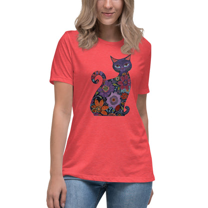 Women's Relaxed T-Shirt - With a cool a Cat,  #02