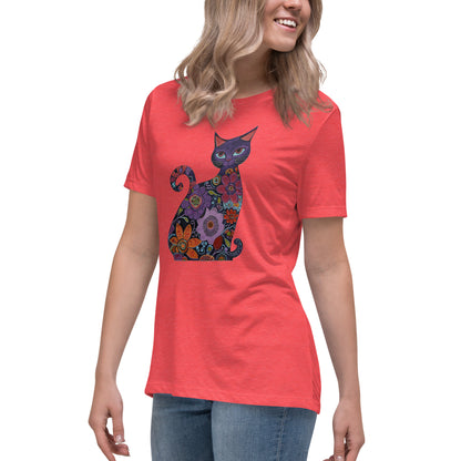 Women's Relaxed T-Shirt - With a cool a Cat,  #02