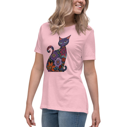 Women's Relaxed T-Shirt - With a cool a Cat,  #02