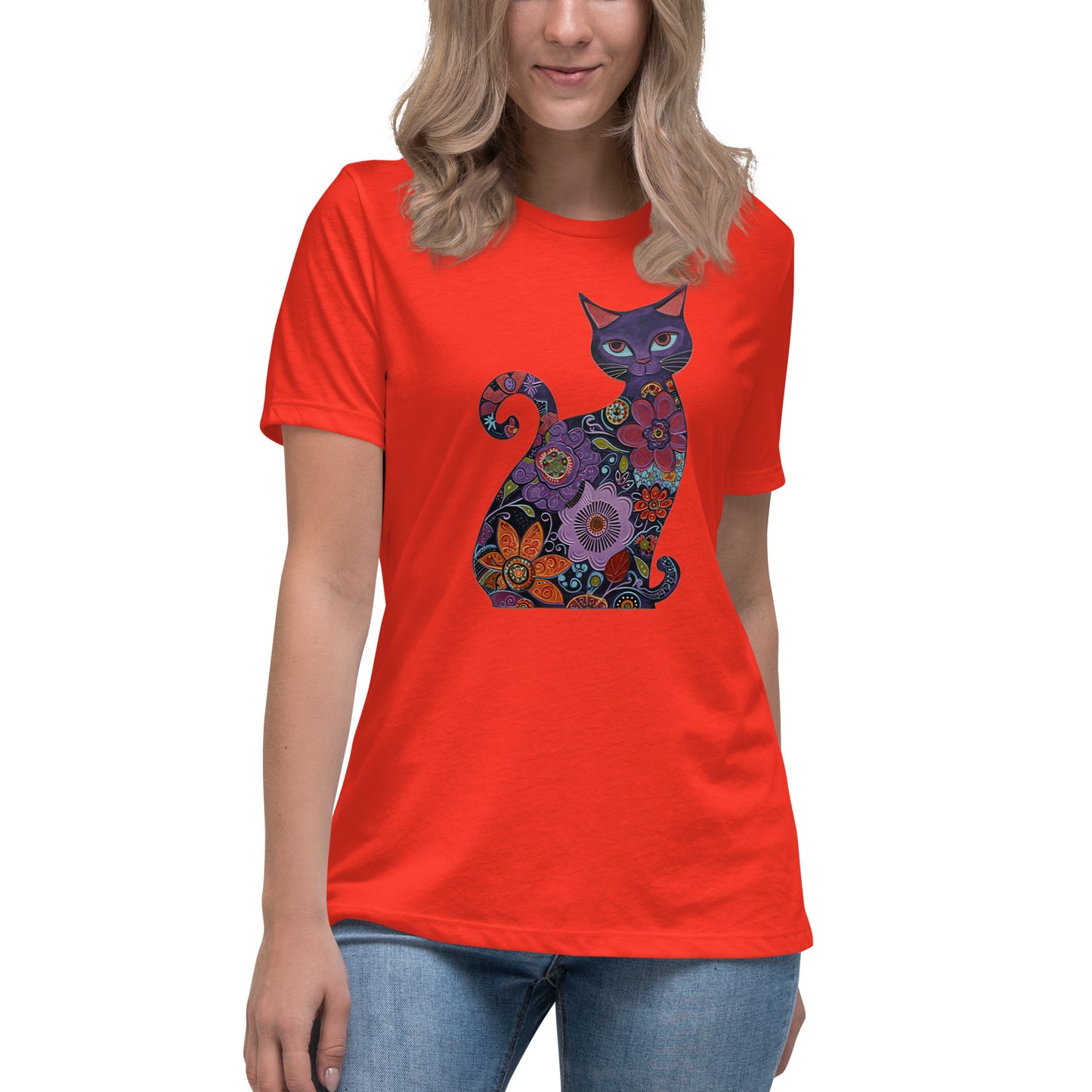 Women's Relaxed T-Shirt - With a cool a Cat,  #02