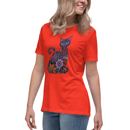 Women's Relaxed T-Shirt - With a cool a Cat,  #02