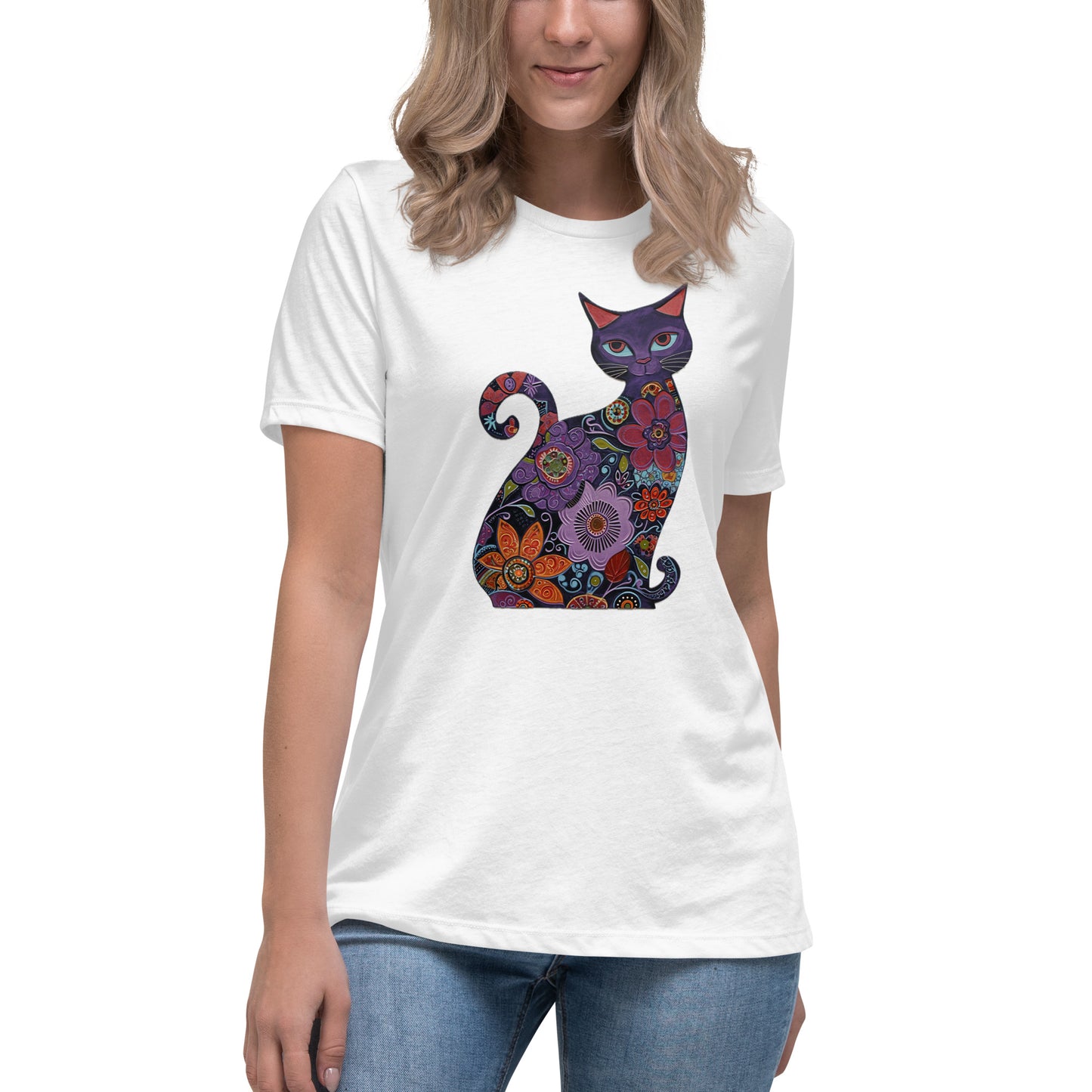 Women's Relaxed T-Shirt - With a cool a Cat,  #02