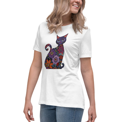 Women's Relaxed T-Shirt - With a cool a Cat,  #02